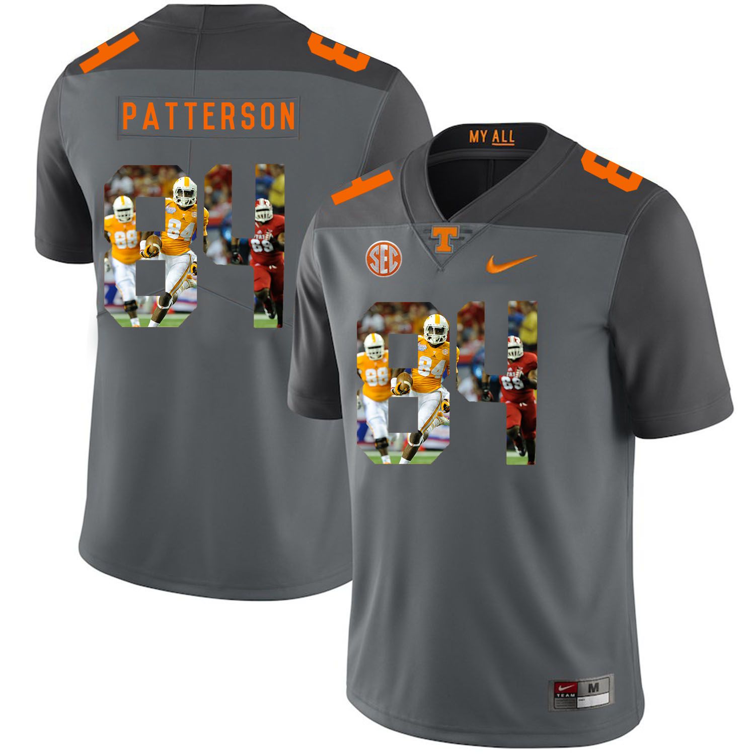 Men Tennessee Volunteers #84 Patterson Grey Fashion Edition Customized NCAA Jerseys